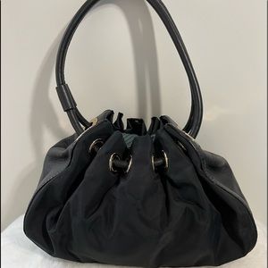 Kate Spade  black Microfiber Cinch bag with leather detail